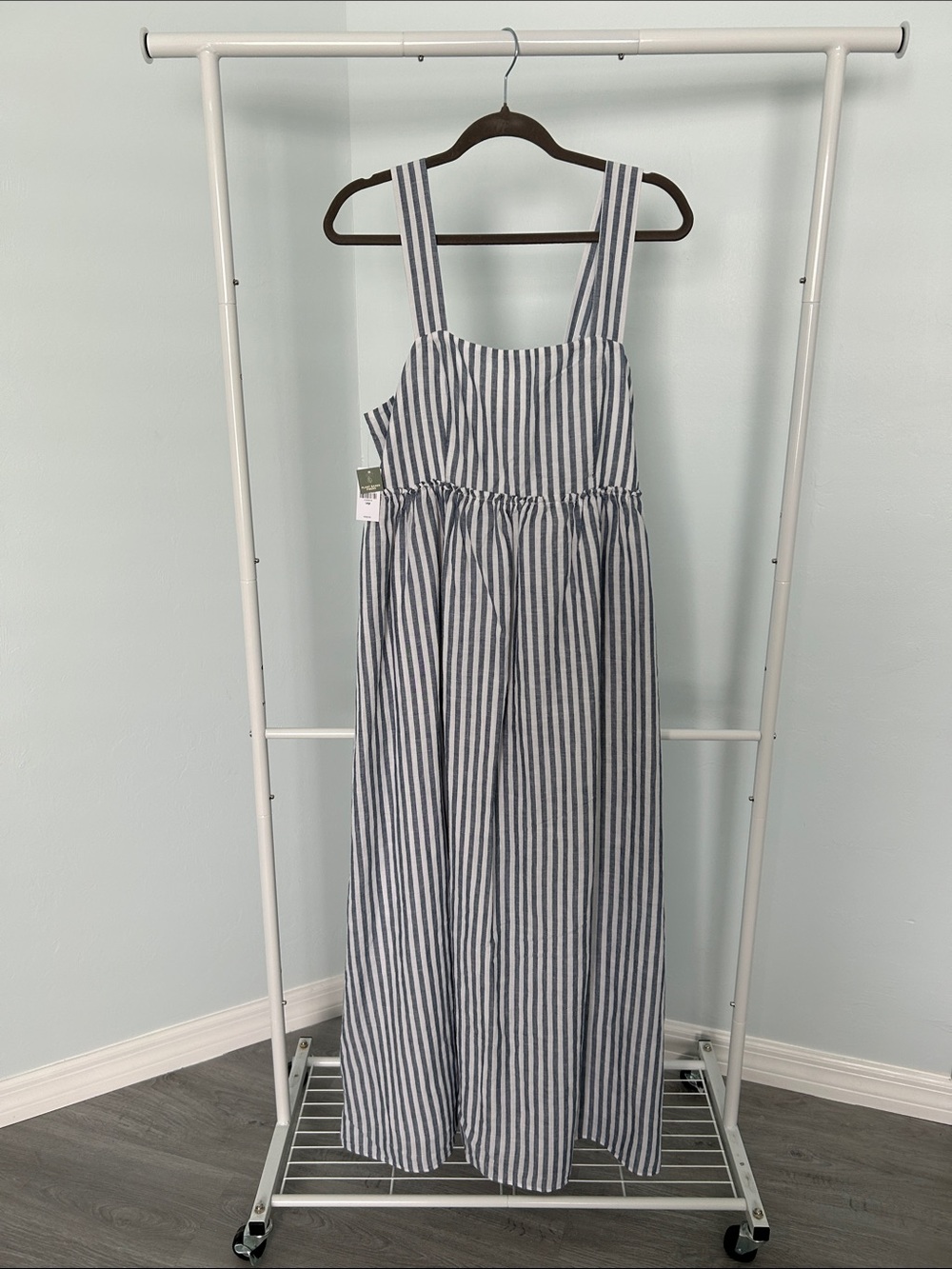 UpWest Navy and White Vertical Stripe Maxi Dress - Size L